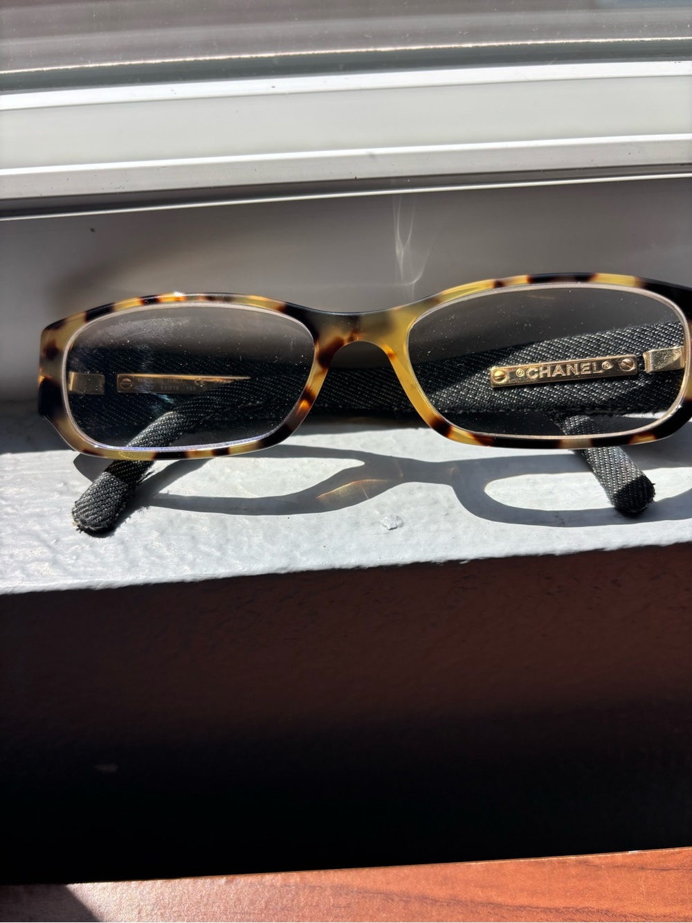 Chanel 3169 Tortoise Shell Frame With Black Denim Textured